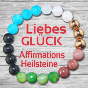 Liebesglueck Heilstein Affirmation Armband