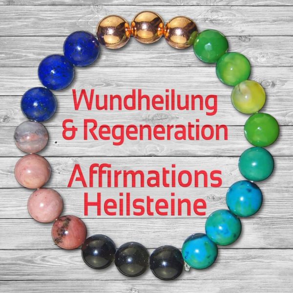 Wundheilung & Regeneration Heilstein Affirmation Armband